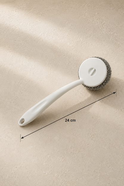 Tel Temizlik Fırçası Değiştirilebilir Başlıklı Saplı Bulaşık Tencere Tava Lavabo Ovma Fırçası SHN-3082
