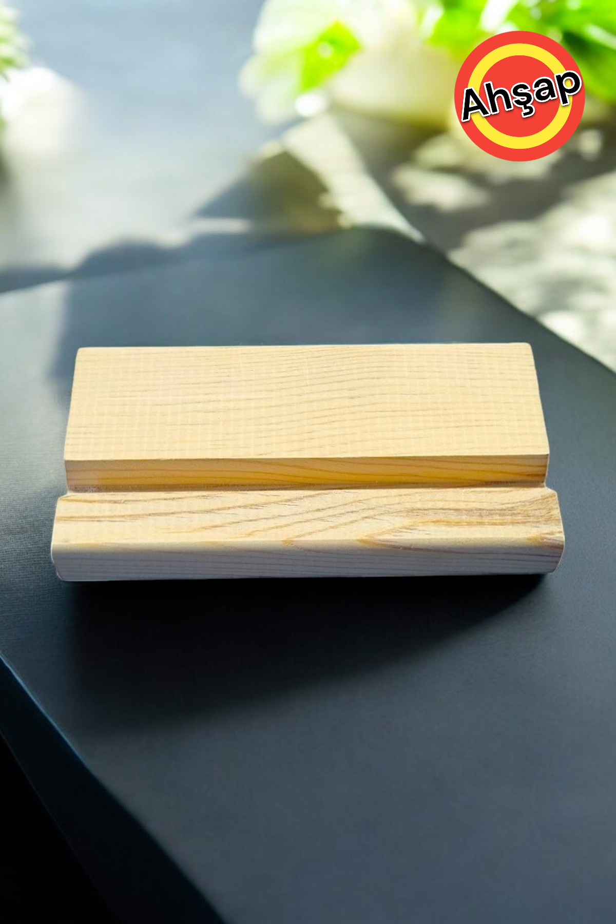 Ahşap 15x8cm Kaydırmaz Silikon Ayaklı Tablet Telefon Mobil Cihaz Tutucu FMA411117