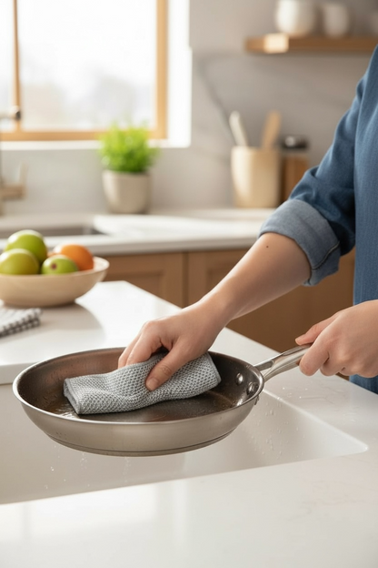 Çift Katlı Çok Amaçlı Tel Bez Mikrofiber Inox Bez Telli Bulaşık Bezi 2'li Set SHN-1313