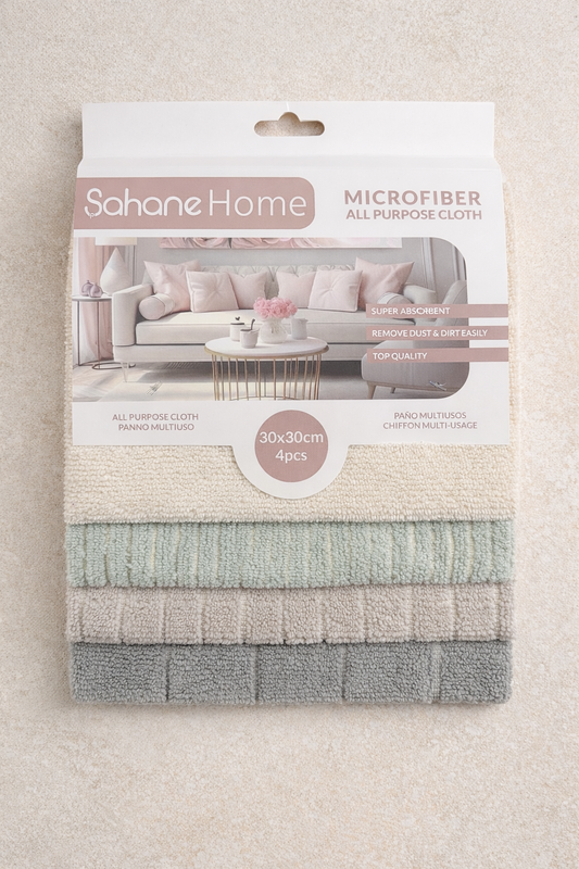 4'lü Mikrofiber Bez Çok Amaçlı Temizlik Bezi Yumuşak Dokulu Etkili Temizlik SHN-1305