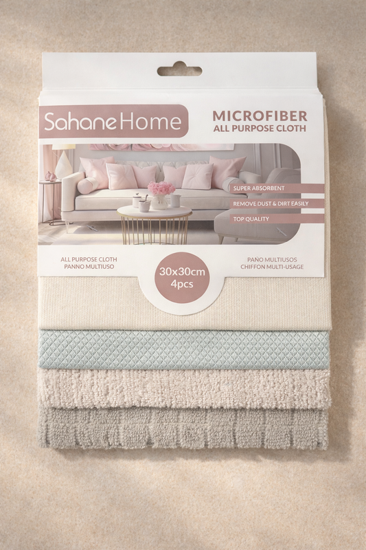 4'lü Mikrofiber Bez Çok Amaçlı Temizlik Bezi Yumuşak Dokulu Etkili Temizlik SHN-1306
