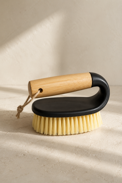 Bambu Saplı Temizlik Fırçası Ergonomik Saplı Sert Kıllı Kolay Kullanımlı Mutfak Banyo Lavabo Temizlik Fırçası SHN-3056