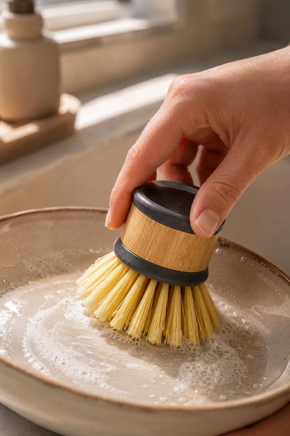 Bambu Saplı Temizlik Fırçası Çok Amaçlı Mutfak Banyo Lavabo Fırçası SHN-3059