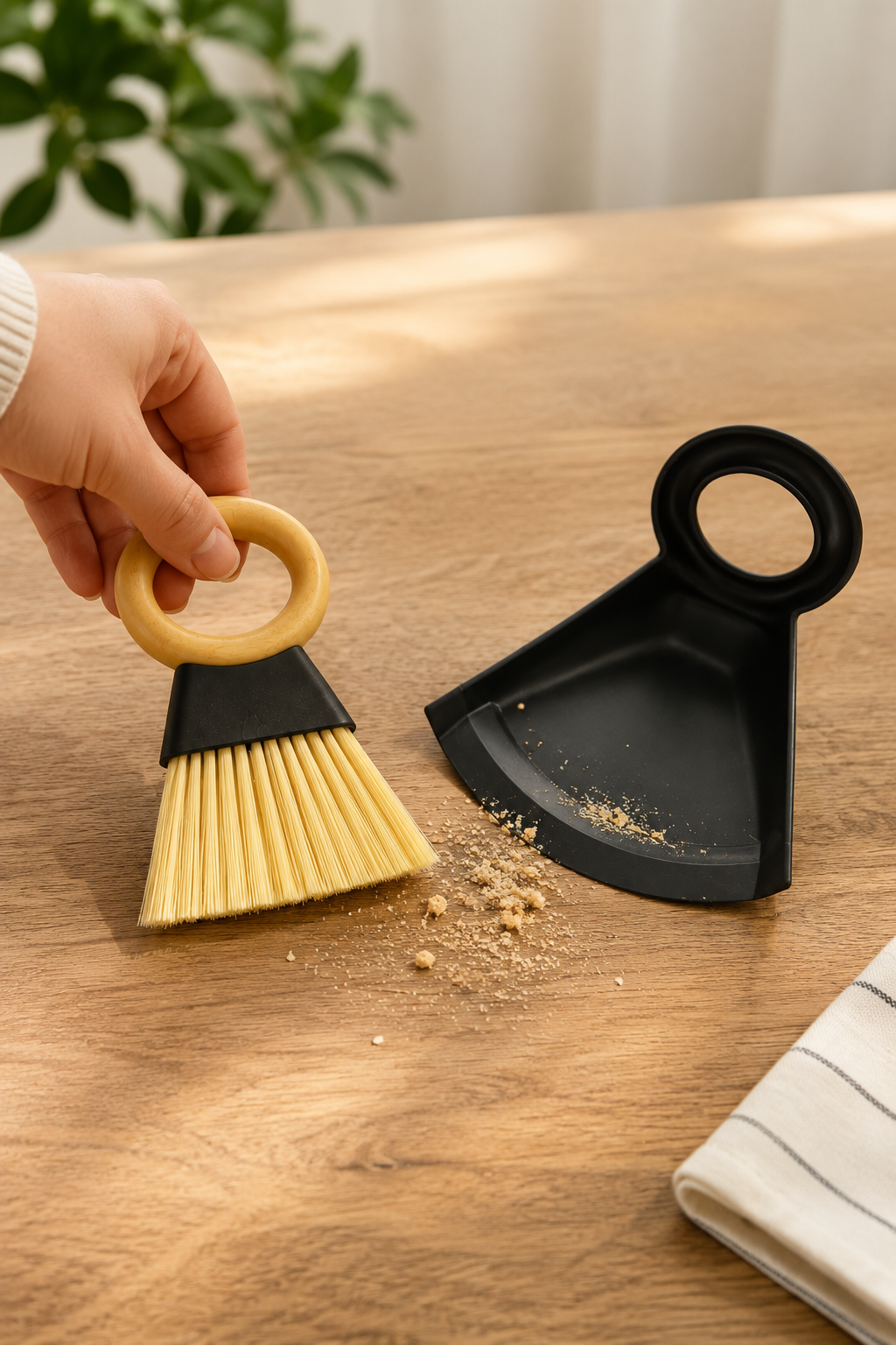Bambu Saplı Temizlik Fırçası Faraş Seti Ergonomik Saplı El Süpürgesi Fırçası Toz Toplama Seti SHN-3052