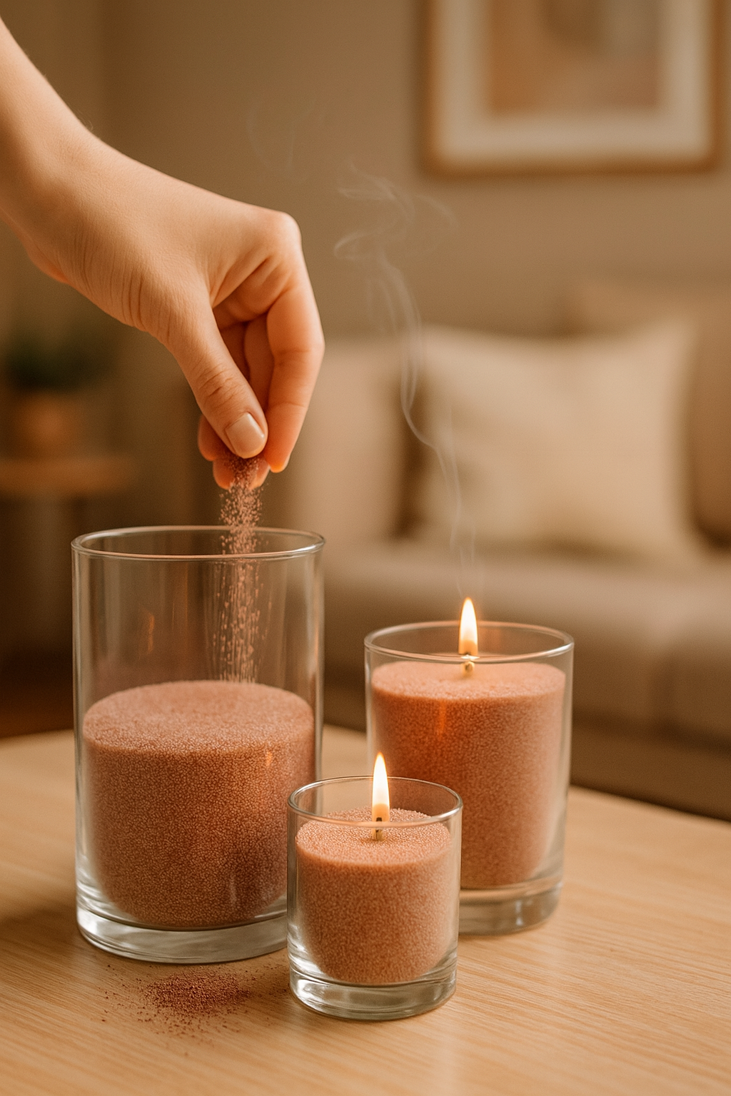 Dekoratif Toz Mum Kum Taneli Mum Granülü, Şeffaf Kaplarda Kullanıma Uygun Pratik Aromasız SHN-2052