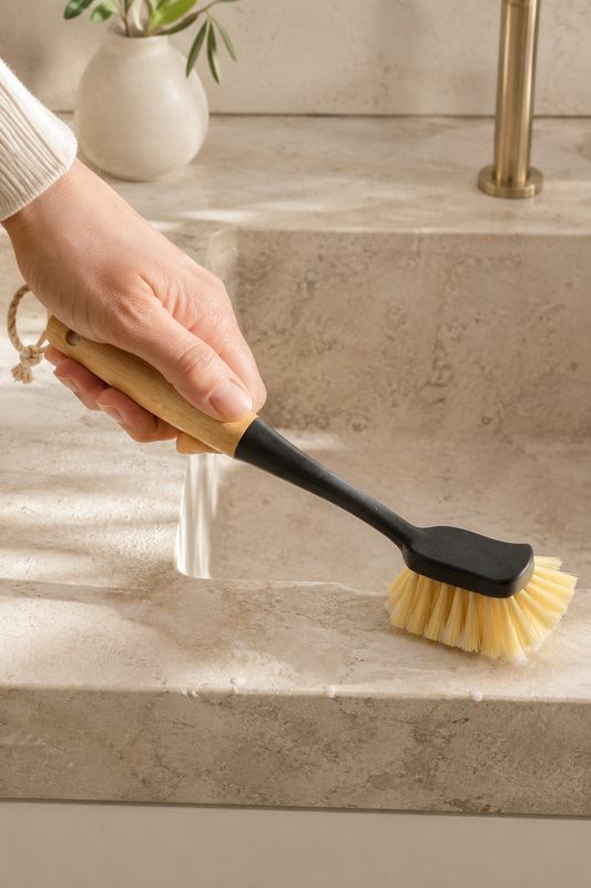 Bambu Saplı Lavabo Temizlik Fırçası Sert Kıllı Ergonomik Banyo Mutfak Temizleme Fırçası SHN-3053