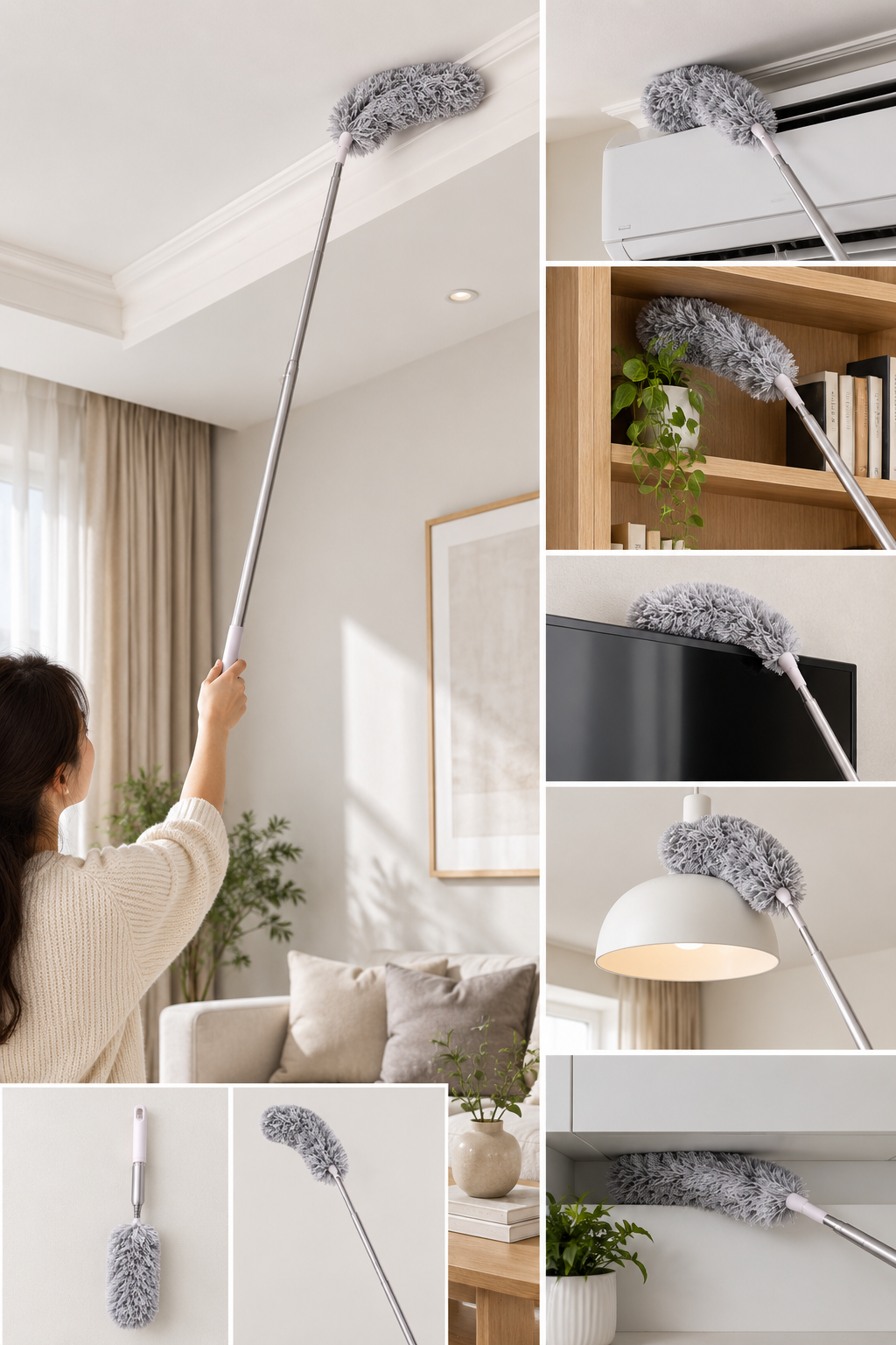 Uzayıp Kısalabilen Uzun Saplı Toz Alma Temizlik Fırçası SHN-3367